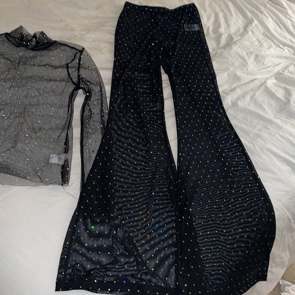 Motel Crystal Flare Pants + Matching Long Sleeve Top - Picture 3 of 8